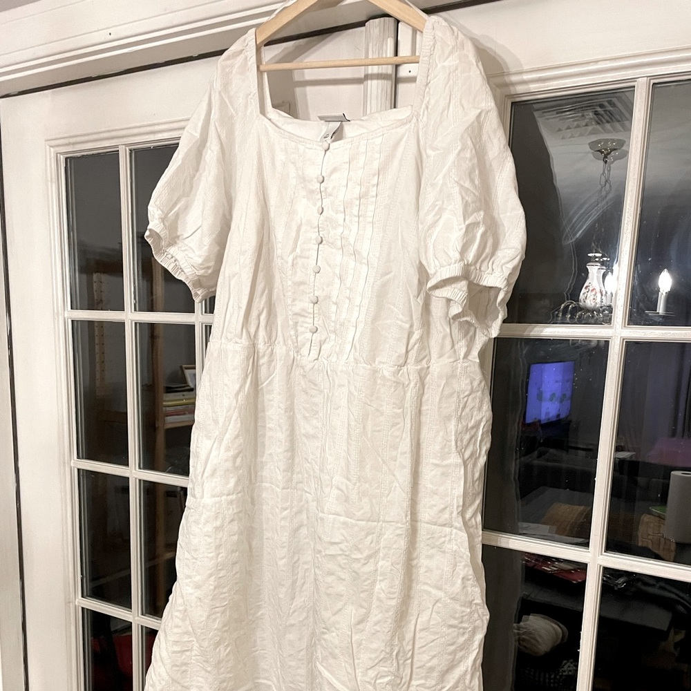 White maxi cotton dress - button detail, lined, 3x Ava & Viv